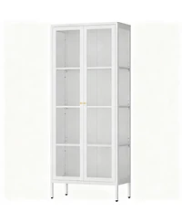 Yigii Tempered Glass Sturdy Steel Frame 3-Side Display Cabinet