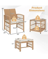 Gymax Set of 5 Patio Conversation Set Pe Rattan Balcony Furniture Set w/ Cushions