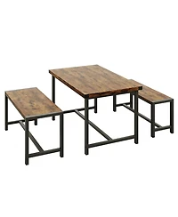 gaomon Dining Table Set for 4, Kitchen Room with 2 Benches, 3-Piece Wood Dinette Sets Chairs
