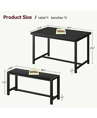 gaomon Dining Table Set for 4, Kitchen Room with 2 Benches, 3-Piece Wood Dinette Sets Chairs