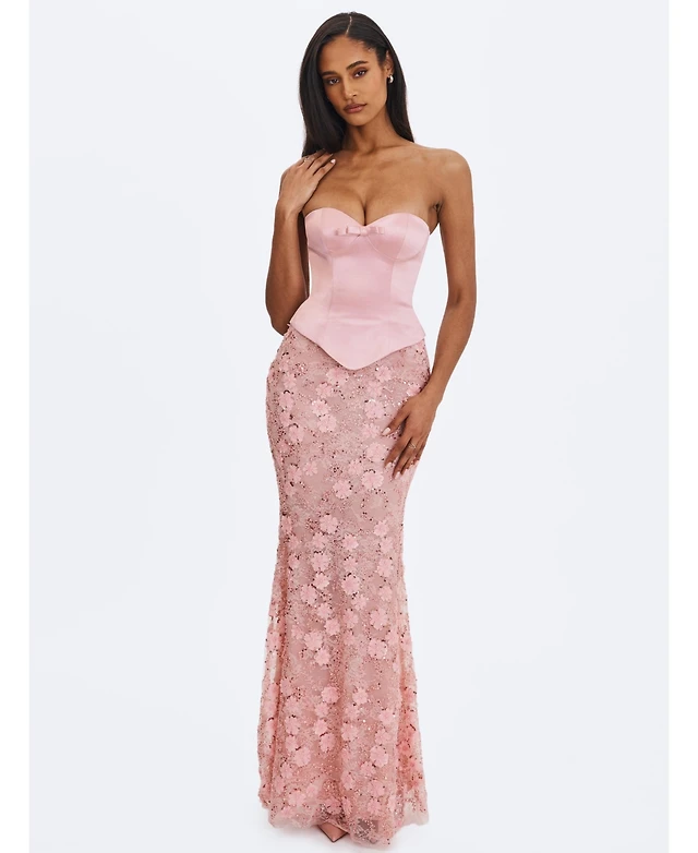 Miss Circle Women's Fatima Burgundy Crystal Sleeveless Corset Mermaid Maxi  Dress at Mall of America in Bloomington, MN