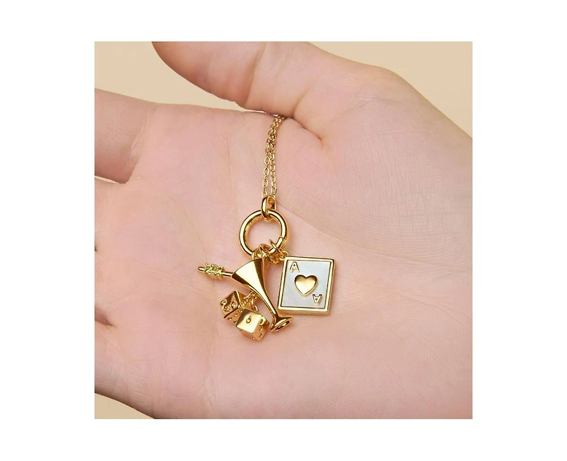 Ace of Hearts Pendant Necklace in 14k Gold Finish
