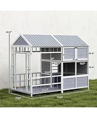 PawHut Dog House Outdoor, 79"L Wooden Dog Shelter with Porch, Storage