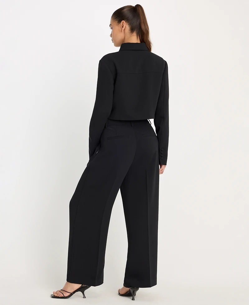 Good American Women's High-Rise Cropped Wide-Leg Trousers