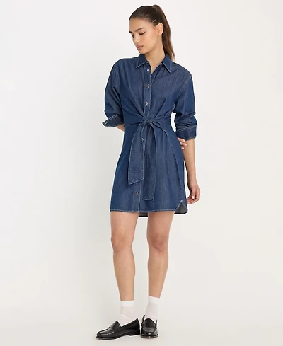 Good American Women's Denim Wrap Shirt Dress, Regular & Plus