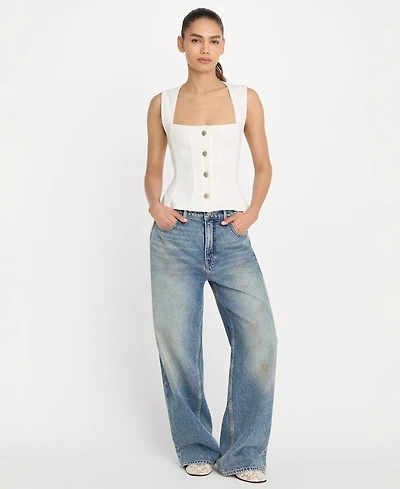 Good American Women's Button-Front Peplum Top