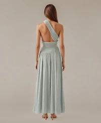 Modenaire Women's Lara One-Shoulder Pleated Keyhole Cutout Gown