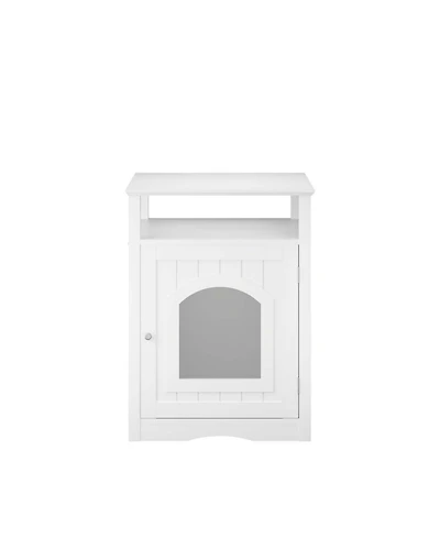 Aostirmotor Modern Cat Litter Box Furniture: Enclosed Wooden Cabinet with Storage Shelf, Discreet Side Table for Living Room