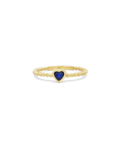 The Lovery Blue Sapphire Bezel Heart Ring 14K Gold