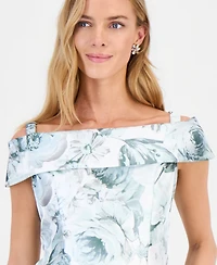 Connected Women's Printed Off-Shoulder Midi Dress