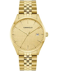 Caravelle Men's Classic Gold-Tone Stainless Steel Bracelet Watch, 39mm
