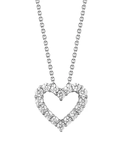 Macy's Diamond Heart Pendant Necklace (2 ct. t.w.) in 14k White Gold