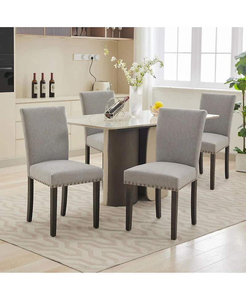 gaomon Upholstered Dining Chairs Set of 2, Fabric Parsons Dining Room Chair with Nailhead Trim & Sturdy Wood Legs, Modern Fabric Kitchen Chairs