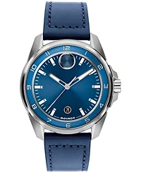 Movado Men's Bold Verso S Swiss Quartz Navy Leather Watch, 42mm