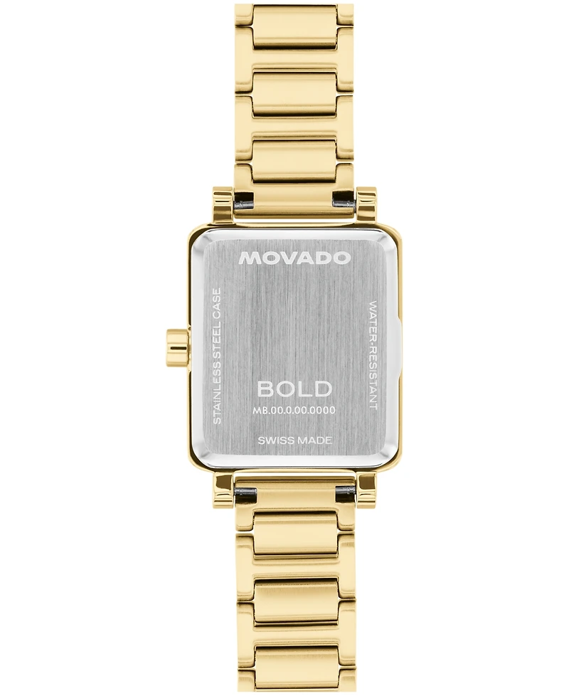 Movado Women's Bold Evolution 2.0 Mini Tank Swiss Quartz Ionic Plated Light Yellow Gold Steel Watch, 20x23mm