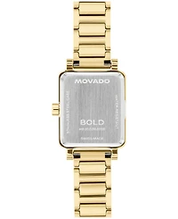 Movado Women's Bold Evolution 2.0 Mini Tank Swiss Quartz Ionic Plated Light Yellow Gold Steel Watch, 20x23mm
