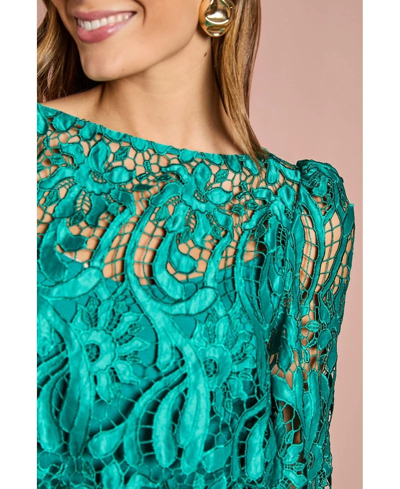 Coast Women's Satin Lace Boat Neck Midi Dress