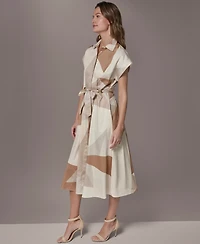 Donna Karan New York Women's Collared Neck Shirt Dress
