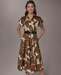 Donna Karan New York Women's Collared Neck Shirt Dress