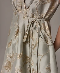 Donna Karan New York Women's Printed V-Neck Faux Wrap Dress