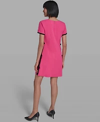 Karl Lagerfeld Paris Women's Bow Trim Scuba Crepe Sheath Dress