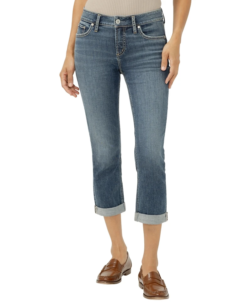Silver Jeans Co. Women's Elyse Mid Rise Luxe Stretch Capri