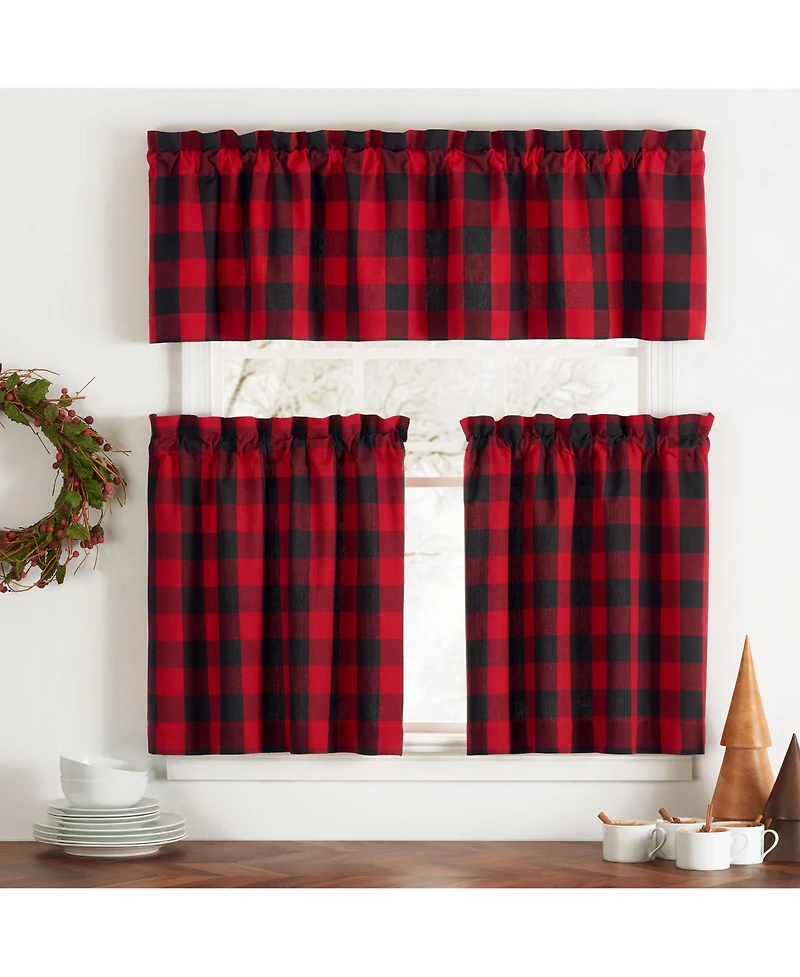Farmhouse Living Holiday Buffalo Check Window Curtain Tier Set, 2 Piece
