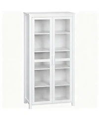 Yigii White 63" Kitchen Pantry Cabinet with 2 Glass Doors & 2 Adjustable Shelves