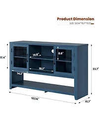gaomon 53" Kitchen Buffet Sideboard, Modern Coffee Bar Table with 2 Glass Doors & 3 Shelves, Storage Cabinet for Living Room, Entryway