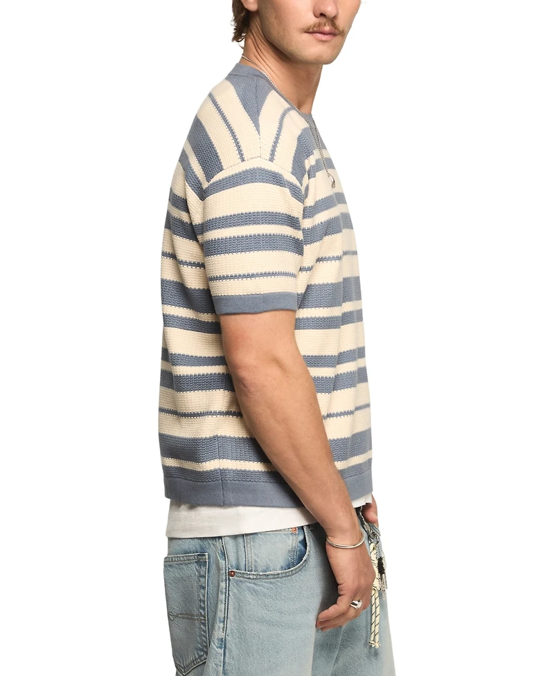 Lucky Brand Men's Textured Stripe Boxy Sweater T-Shirt