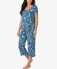 Cuddl Duds Women's Short-Sleeve Top & Cropped Pants, 2-Piece Pajama Set
