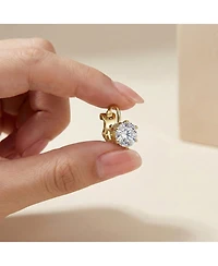 Sterling Silver 14k Gold Plated Cubic Zirconia Solitaire Drop Stud Earrings