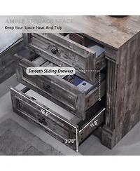 Yigii Farmhouse Nightstand with Charging Station and Roman Columns