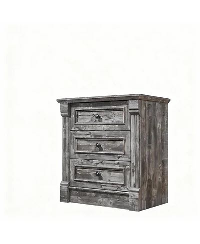 Yigii Farmhouse Nightstand with Charging Station and Roman Columns
