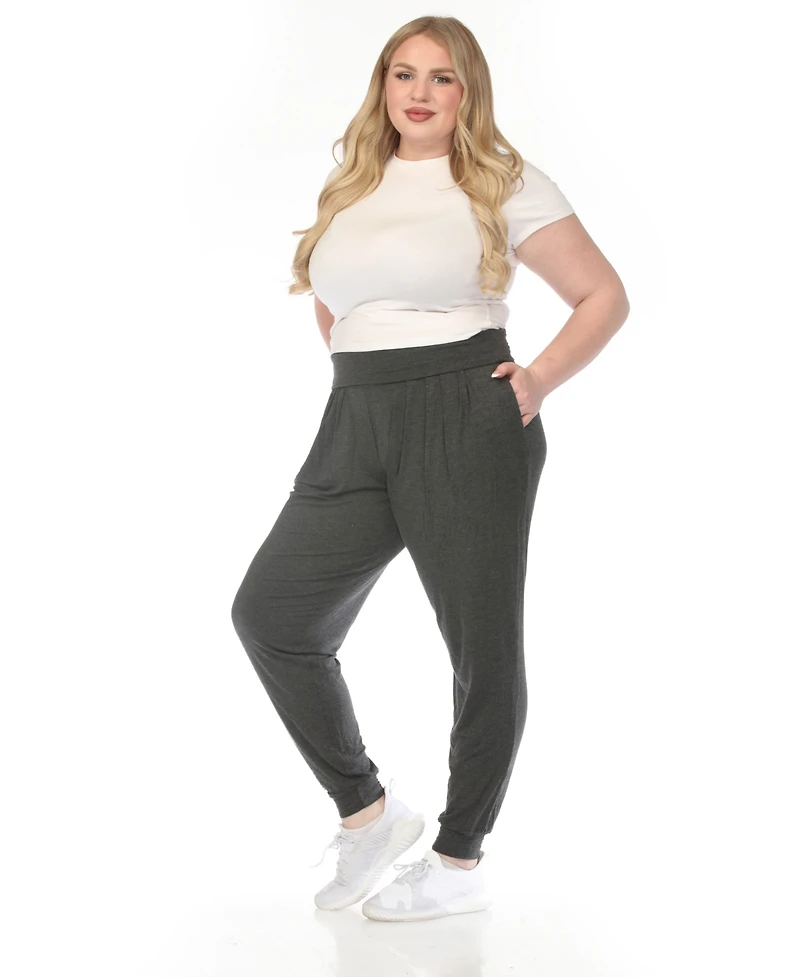 White Mark Plus High-Waist Pleated Lounge Pants