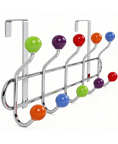 Yigii 10 Hooks Over Door Hook Rack, Stainless Steel, Ceramic Knobs