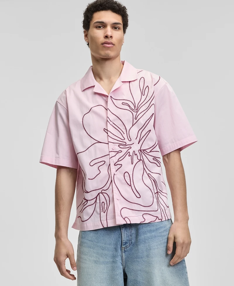 Mode of One Men's Cotton-Blend Printed Relaxed Camp Shirt, Macy's Exclusive
