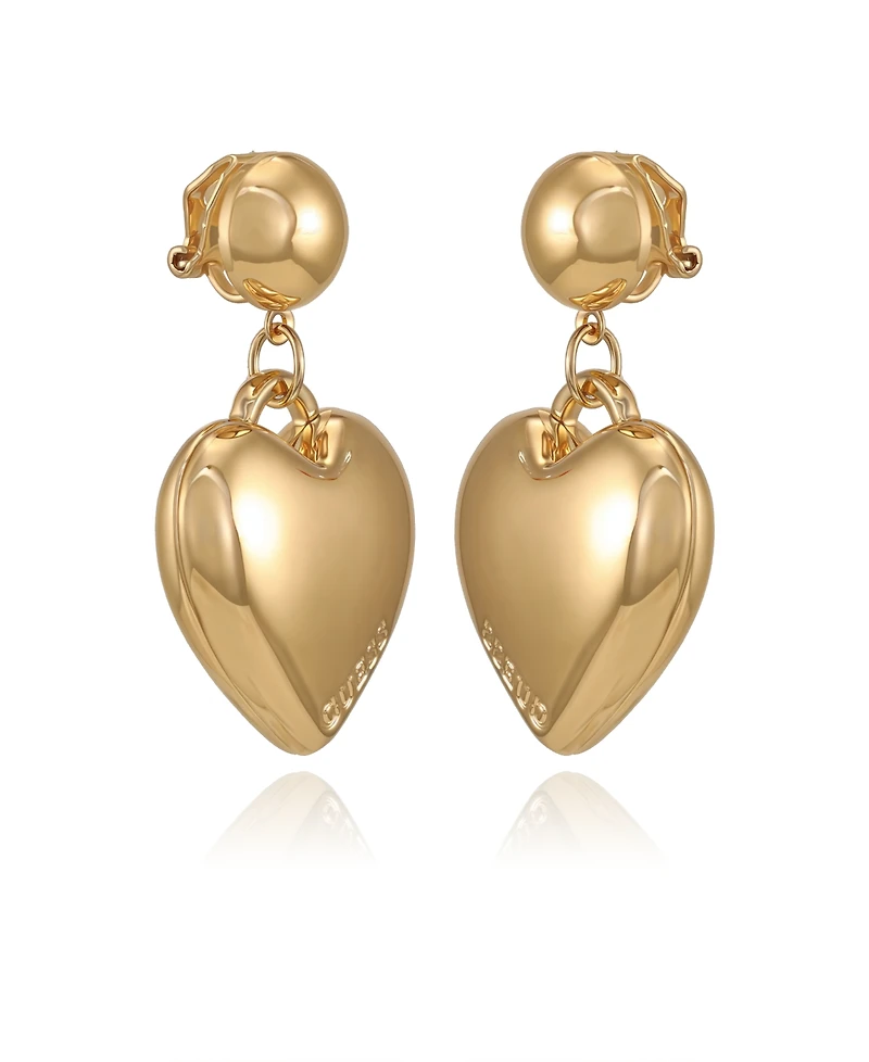 Guess Gold-Tone Plated Heart Drop Earrings