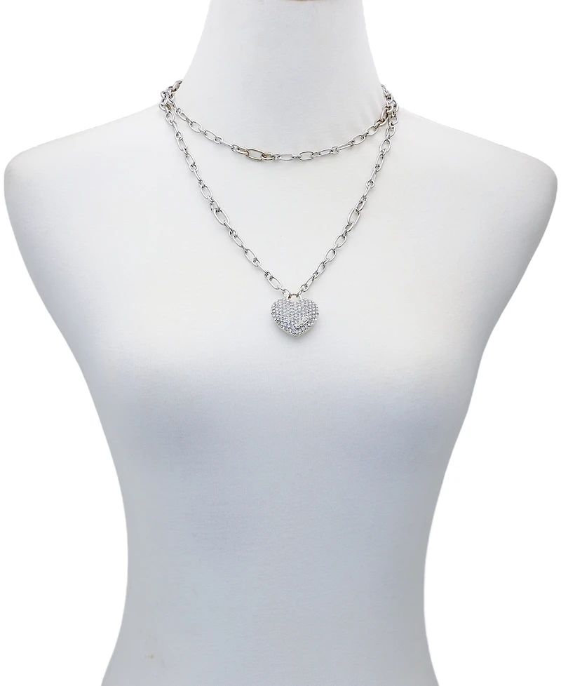 Guess Glass Stone Heart Pendant Necklace