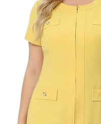 Ny Collection Plus Short Sleeve Pleat Hem Dress