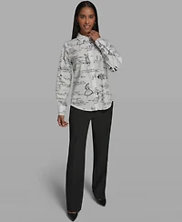 Karl Lagerfeld Paris Women's Collared Woven Blouse