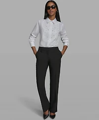 Karl Lagerfeld Paris Women's Collared Woven Blouse