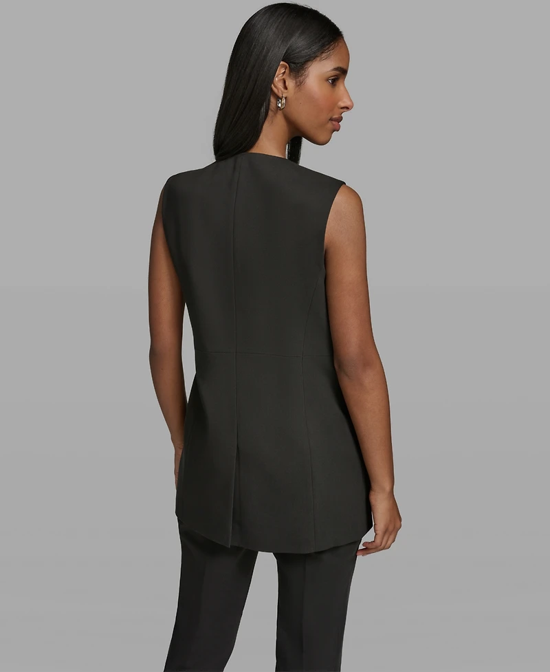 Karl Lagerfeld Paris Women's V-Neck Woven Vest