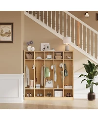 gaomon 5-Section Classroom Coat Locker with 10 Cubbies, Daycare Cubby Storage Organizer with 10 Hooks for Home, School, Nursery, Kindergarten.