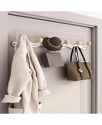 Yigii Heavy Duty Metal & Wood Coat Hooks Wall Mount, 6-Tri Hooks, Adhesive & Screw In-2pack