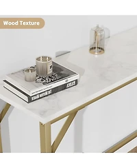 gaomon Console Table with Outlet & Usb Ports, Narrow Sofa Table, Industrial Entryway Table with Charging Station