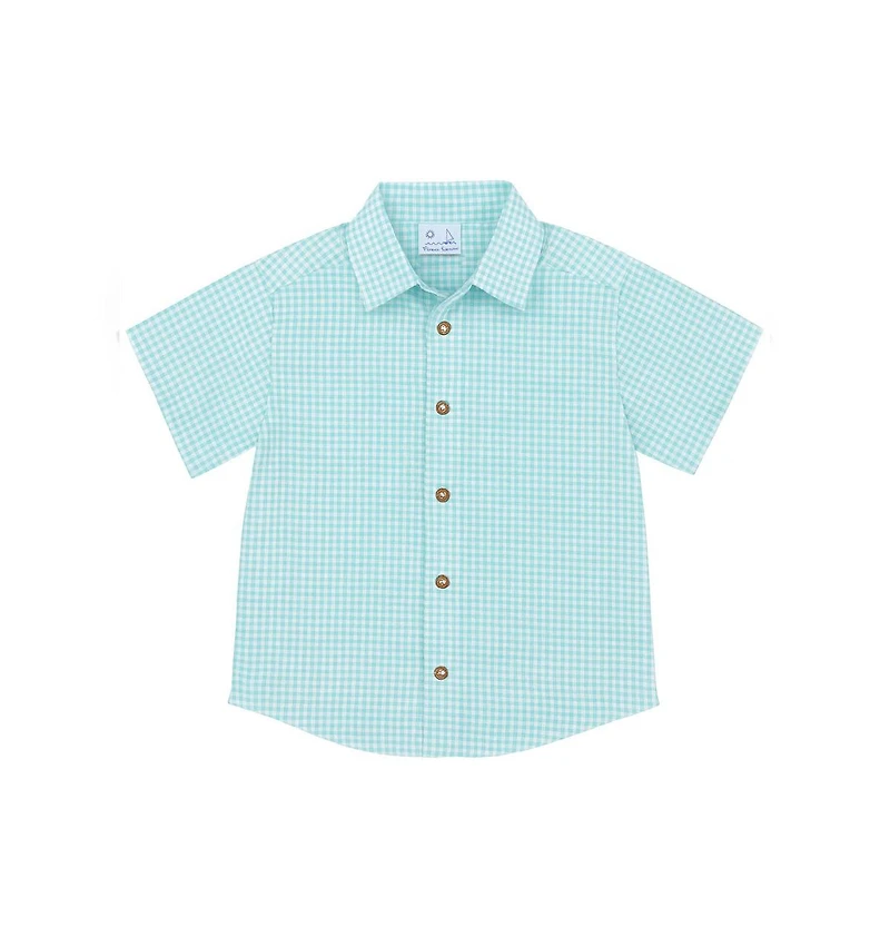 Florence Eiseman Toddler Boys Gingham Linen Look Camp Shirt