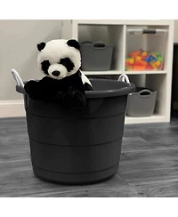 Homz Plastic 17 Gallon Utility Storage Bucket Tub w/ Rope Handle, 4 Pack