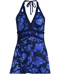 Lands' End Women's V-Neck Halter Mini Swim Dress
