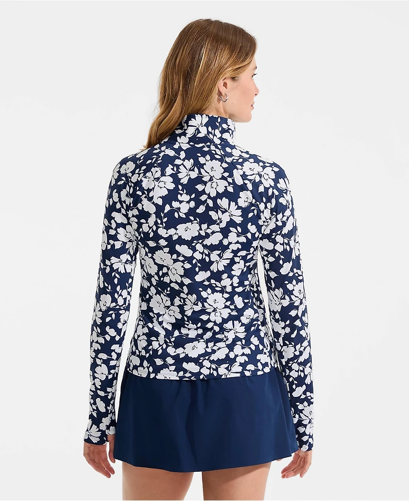 Lands' End Women's SunShade Upf 50 Long Sleeve Quarter Zip Rash Guard